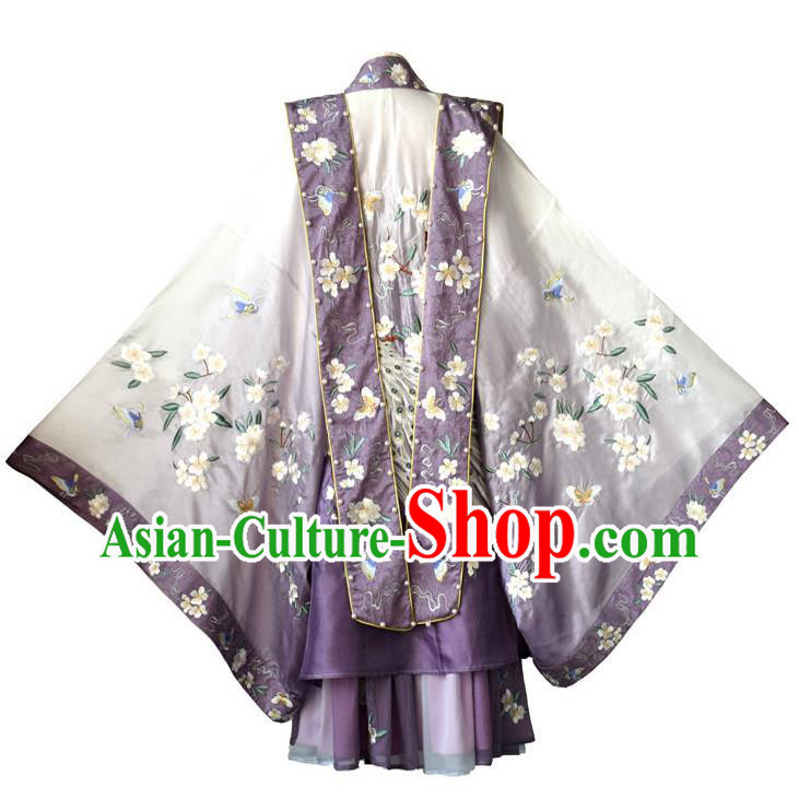 China Ancient Imperial Consort Purple Hanfu Dress Garments Traditional Song Dynasty Court Woman Historical Clothing
