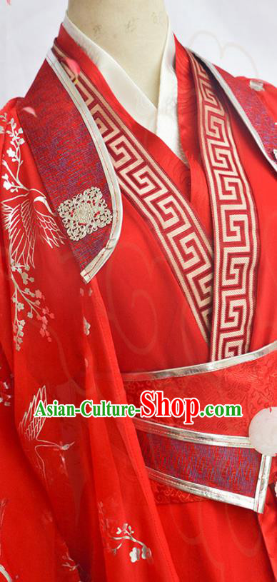 Chinese Ancient Crown Prince Red Hanfu Clothing Drama Cosplay Noble Childe Wedding Garment Costumes