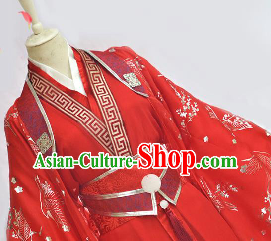Chinese Ancient Crown Prince Red Hanfu Clothing Drama Cosplay Noble Childe Wedding Garment Costumes