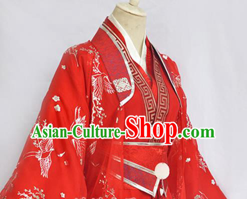 Chinese Ancient Crown Prince Red Hanfu Clothing Drama Cosplay Noble Childe Wedding Garment Costumes