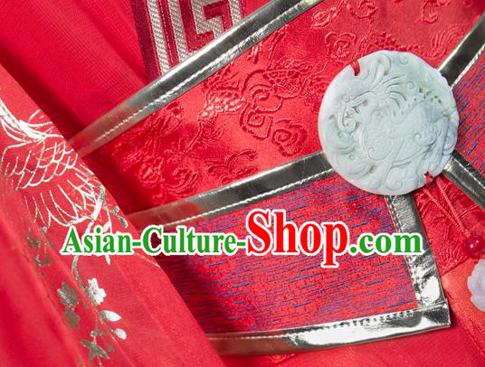 Chinese Ancient Crown Prince Red Hanfu Clothing Drama Cosplay Noble Childe Wedding Garment Costumes