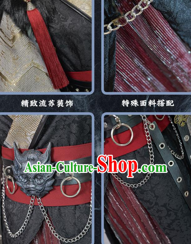 Chinese Ancient Swordsman Black Hanfu Clothing Drama Cosplay Royal King Garment Costumes