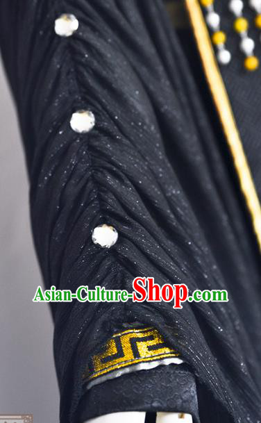 Chinese Ancient Royal Highness Hanfu Clothing Drama Cosplay Tang Dynasty King Black Garment Costumes