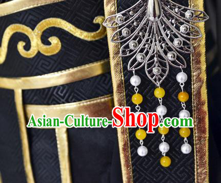 Chinese Ancient Royal Highness Hanfu Clothing Drama Cosplay Tang Dynasty King Black Garment Costumes