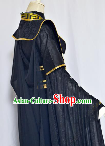 Chinese Ancient Royal Highness Hanfu Clothing Drama Cosplay Tang Dynasty King Black Garment Costumes