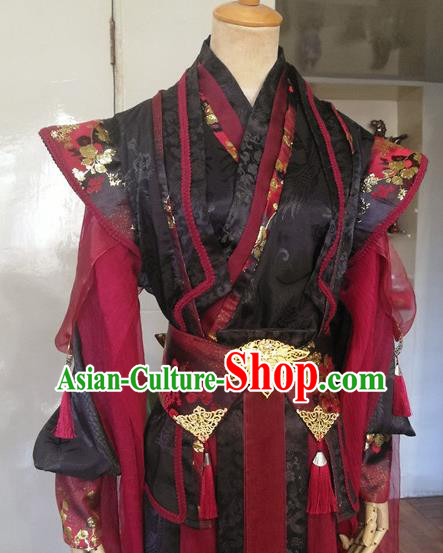 Chinese Ancient Swordsman Black Hanfu Clothing Drama Cosplay Jin Dynasty Chivalrous Knight Garment Costumes