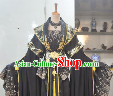 China Traditional Cosplay Tang Dynasty Empress Clothing Ancient Queen Black Hanfu Dress