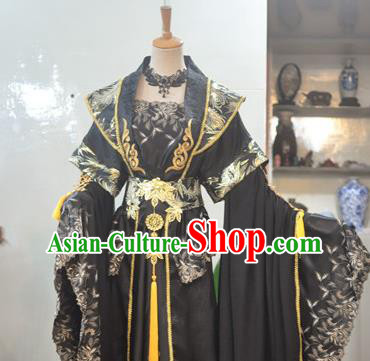 China Traditional Cosplay Tang Dynasty Empress Clothing Ancient Queen Black Hanfu Dress