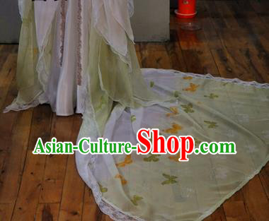 China Traditional Cosplay Tang Dynasty Princess Clothing Ancient Goddess Yellow Hanfu Dress