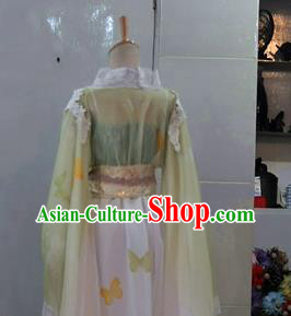 China Traditional Cosplay Tang Dynasty Princess Clothing Ancient Goddess Yellow Hanfu Dress