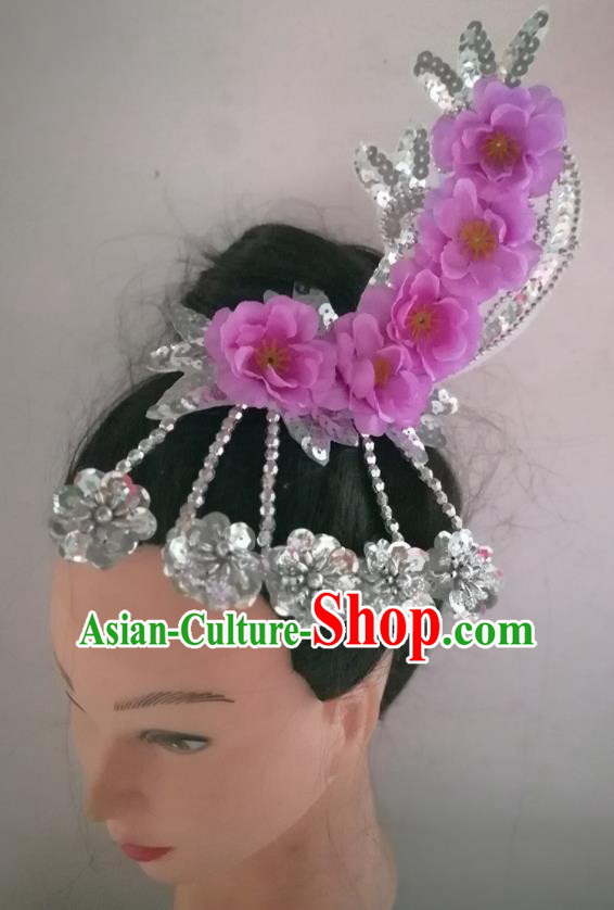 China Folk Dance Headpiece Traditional Woman Yangko Dance Hair Stick Classical Dance Rosy Plum Hair Accessories