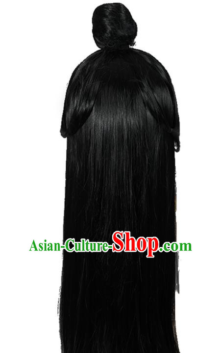 Chinese Cosplay Wigs Ancient Swordsman Wigs Ming Dynasty Young Male Toupee Hairpieces