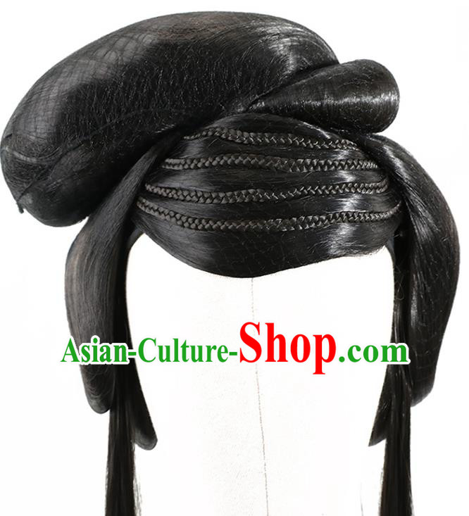 China Ancient Goddess Wigs Jin Dynasty Palace Princess Chignon Hairpieces Traditional Hair Accessories