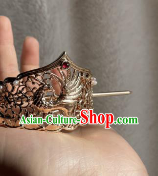 Chinese Ancient Swordsman Headpieces Traditional Tang Dynasty Prince Golden Hair Crown and Hairpin