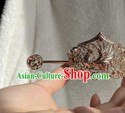Chinese Ancient Swordsman Headpieces Traditional Tang Dynasty Prince Golden Hair Crown and Hairpin