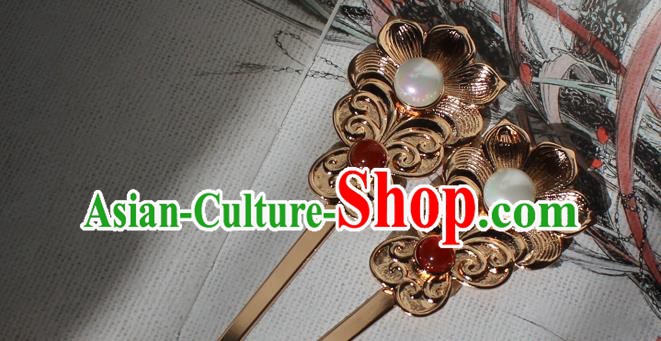 China Tang Dynasty Empress Golden Butterfly Hairpin Traditional Hanfu Hair Accessories Ancient Imperial Consort Hair Stick