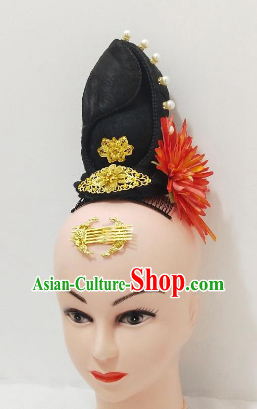 Chinese Traditional Court Dance Hairpieces Classical Dance Wigs Woman Solo Dance Hair Clasp