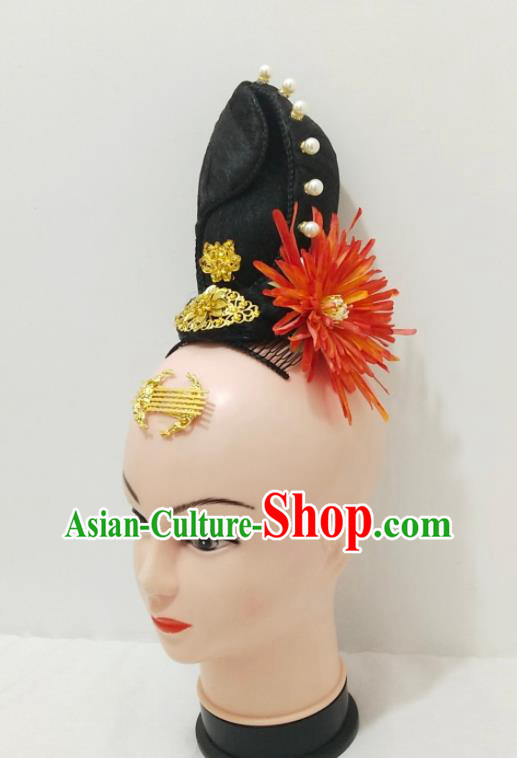 Chinese Traditional Court Dance Hairpieces Classical Dance Wigs Woman Solo Dance Hair Clasp