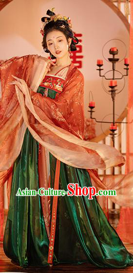 China Ancient Court Beauty Hanfu Dress Garments Tang Dynasty Royal Princess Historical Clothing