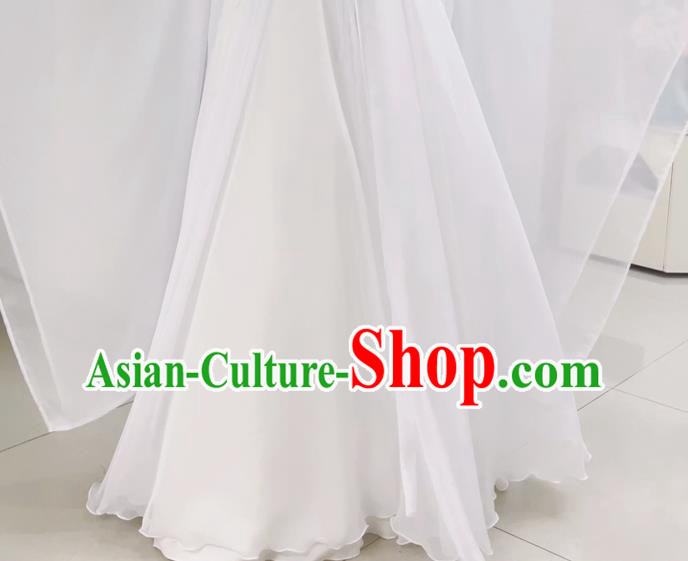 China Ancient Fairy White Hanfu Dress Ming Dynasty Young Beauty Garments Traditional Cosplay Clothing