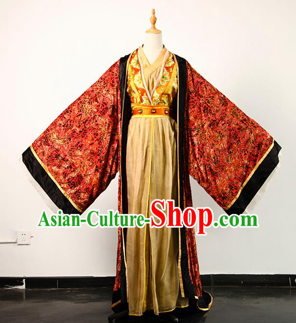 China Ancient Queen Wu Meiniang Hanfu Dress Tang Dynasty Court Woman Garments Traditional Drama Empress Clothing