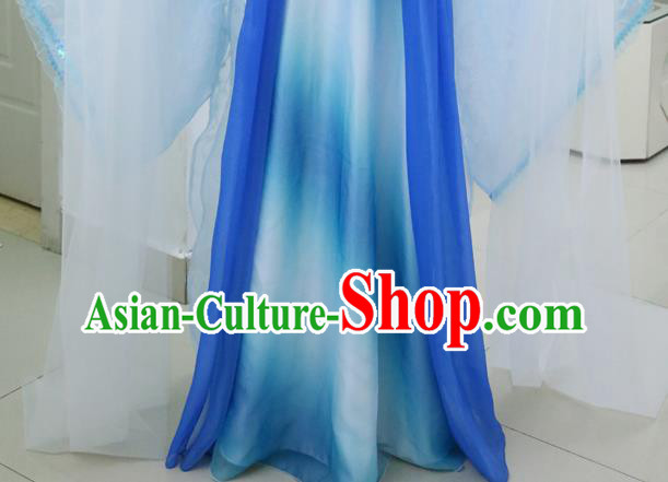 China Traditional Drama The Legend of Crazy Monk Leng Bingxin Clothing Ancient Fairy Blue Hanfu Dress Cosplay Swordswoman Garments