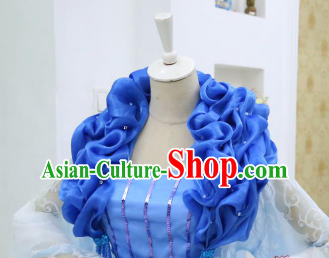 China Traditional Drama The Legend of Crazy Monk Leng Bingxin Clothing Ancient Fairy Blue Hanfu Dress Cosplay Swordswoman Garments
