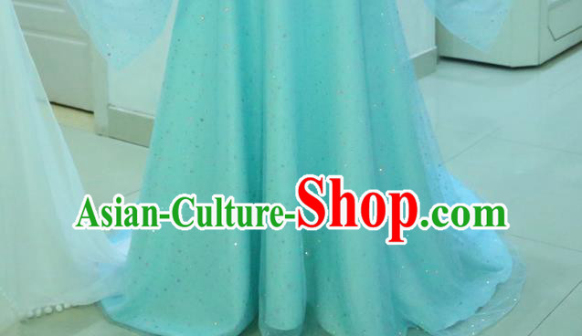 China Ancient Heavenly Palace Beauty Blue Hanfu Dress Cosplay Princess Garments Traditional Drama Seven Fairy Lan Er Clothing