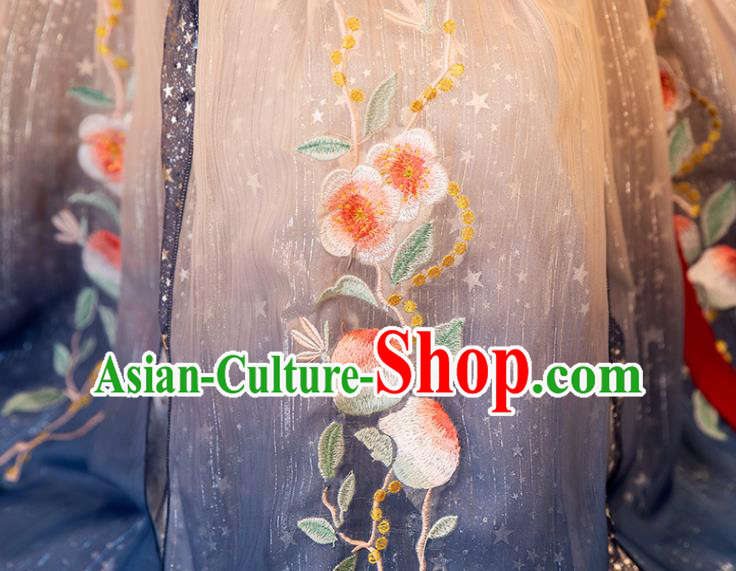 Chinese Children Performance Clothing Traditional Blue Hanfu Dress Ancient Tang Dynasty Princess Garment
