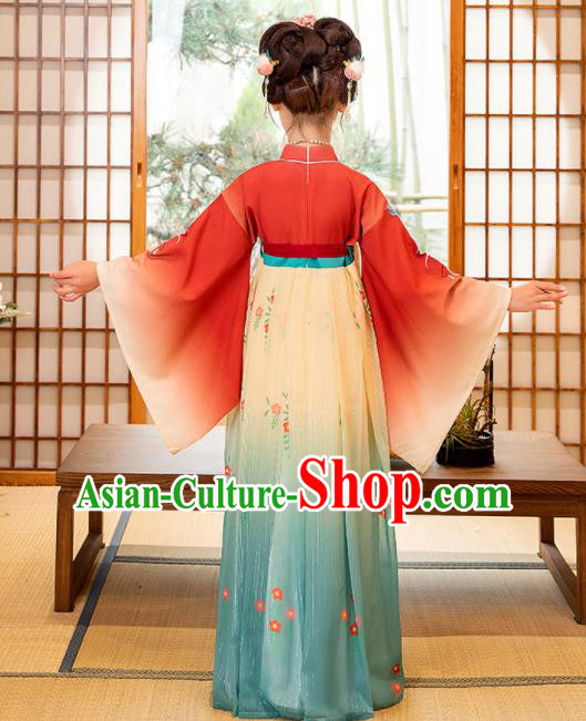 Chinese Ancient Tang Dynasty Princess Garments Children Classical Dance Clothing Traditional Hanfu Dress