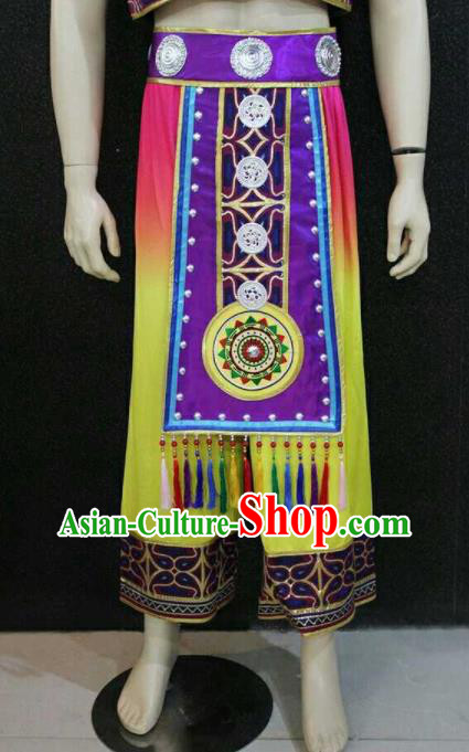 China Traditional Zhuang Nationality Wedding Outfits Clothing Guangxi Ethnic Bridegroom Garment Costumes and Hat