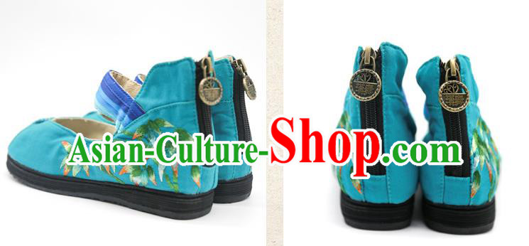 Handmade China Green Canvas Shoes National Folk Dance Sandal Shoes Embroidered Bamboo Plimsolls Shoes