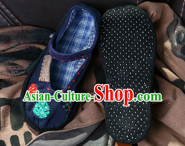 China Embroidered Patch Shoes Handmade Navy Canvas Shoes National Folk Dance Cloth Shoes
