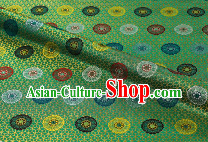 Japanese Traditional Cloth Fabric Kimono Green Brocade Nishijin Tapestry Satin Classical Pattern Damask