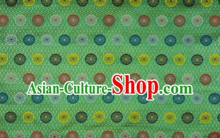 Japanese Traditional Cloth Fabric Kimono Green Brocade Nishijin Tapestry Satin Classical Pattern Damask