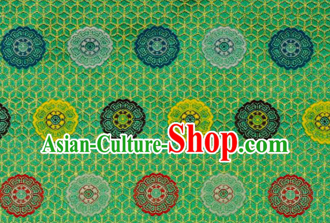 Japanese Traditional Cloth Fabric Kimono Green Brocade Nishijin Tapestry Satin Classical Pattern Damask