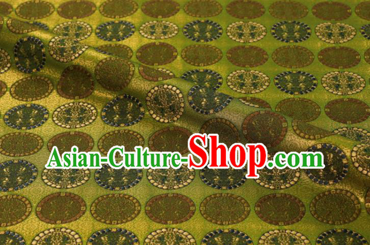 Japanese Classical Lion Pattern Damask Traditional Cloth Fabric Kimono Green Brocade Nishijin Tapestry Satin
