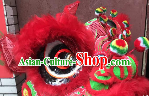 China Lion Dancing Competition Uniforms Handmade Red Fur Lion Head Southern Lion Dance Performance Costumes