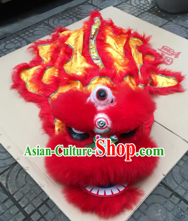 China Handmade Children Red Fur Lion Head South Lion Dance Performance Uniforms Spring Festival Lion Dancing Costumes for Kids
