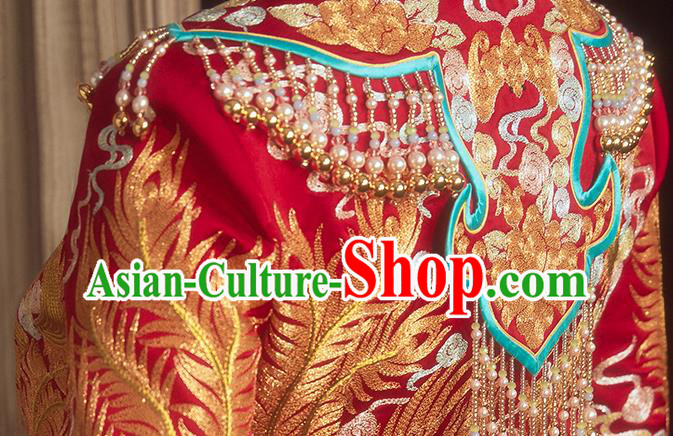 China Traditional Wedding Garment Costumes Classical Xiuhe Suits Embroidered Bride Red Dress Toast Clothing