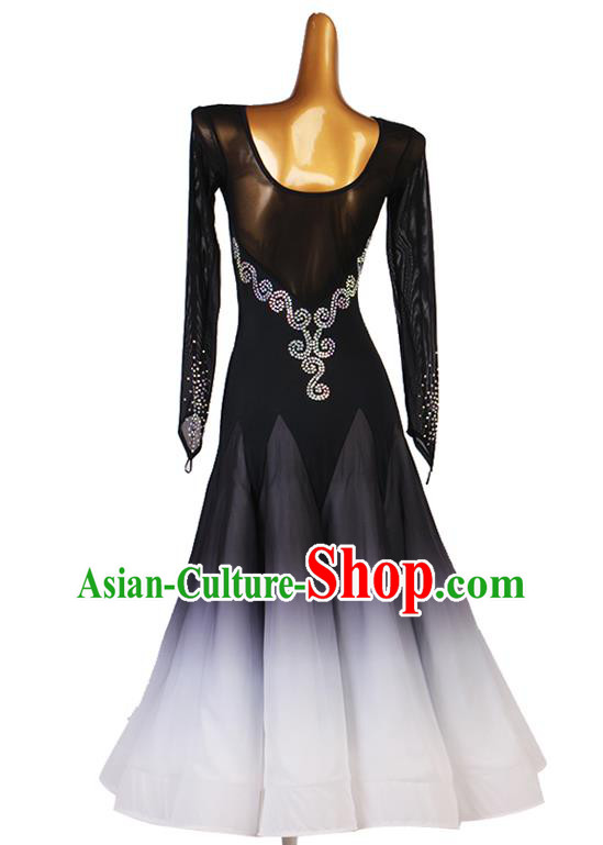Professional Waltz Dance Black Dress Modern Dance International Dance Competition Costume for Women