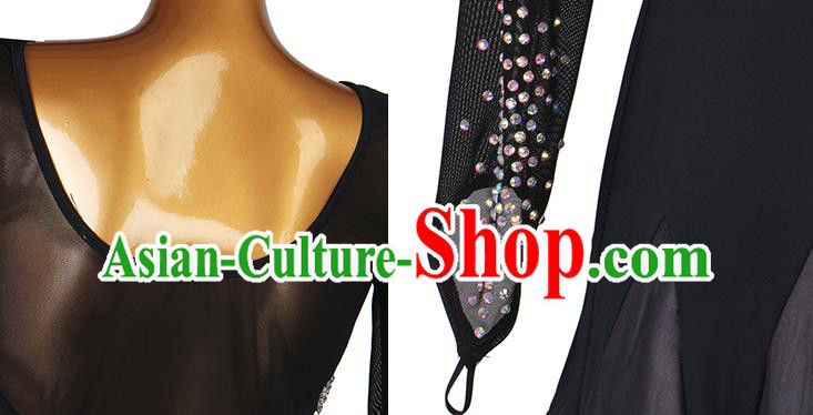 Professional Waltz Dance Black Dress Modern Dance International Dance Competition Costume for Women