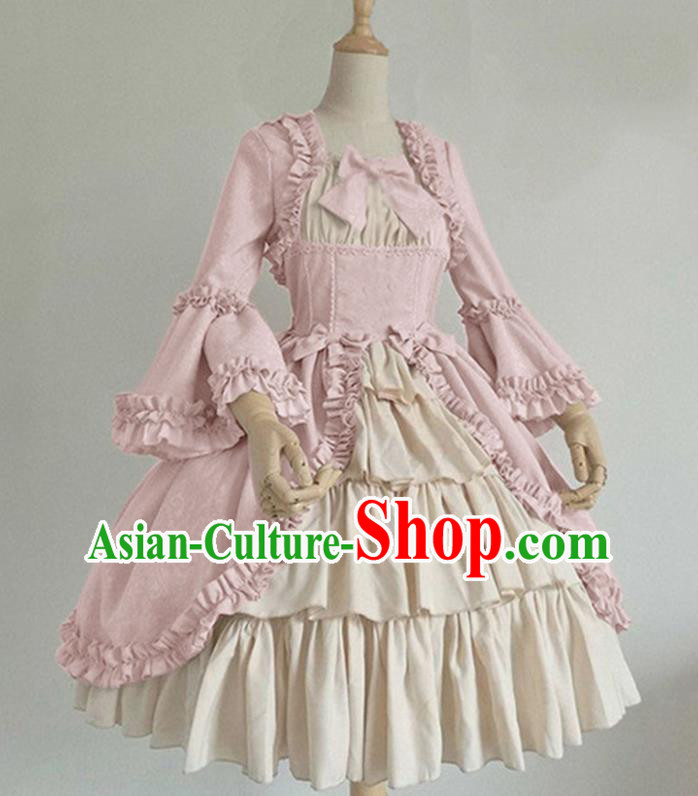 Western Gothic Garment Clothing Halloween Performance Formal Dress European Princess Pink Dress