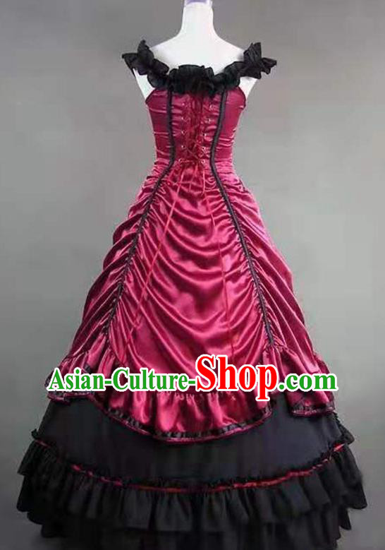 Top Western Court Garment Clothing Halloween Performance Formal Dress European Gothic Princess Rosy Dress