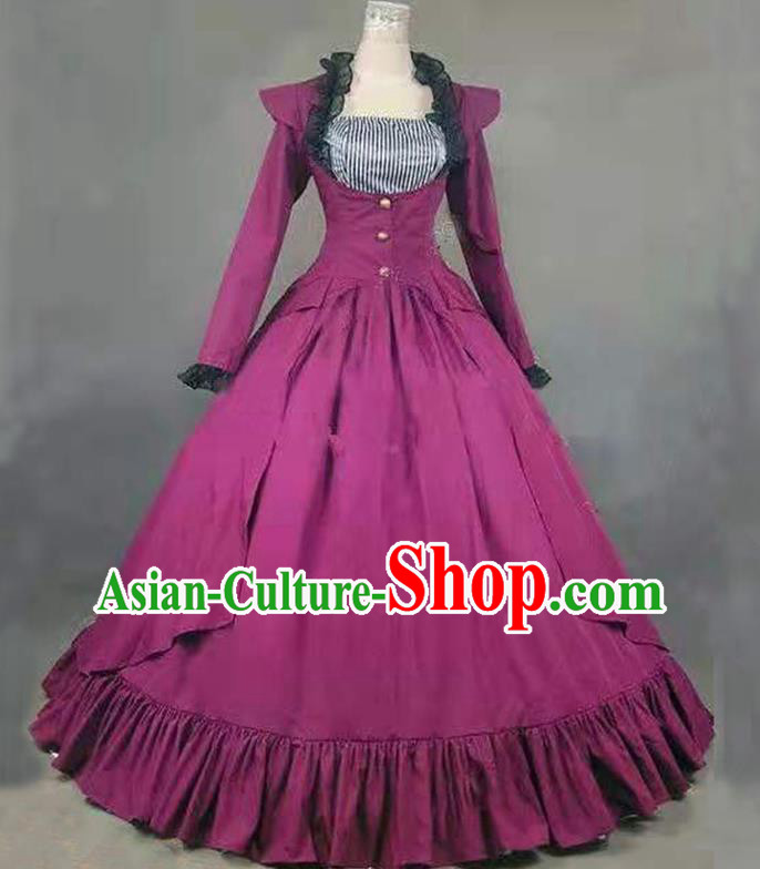 Top Western Court Garment Costume Opera Performance Full Dress European Retro Clothing Gothic Princess Purple Dress