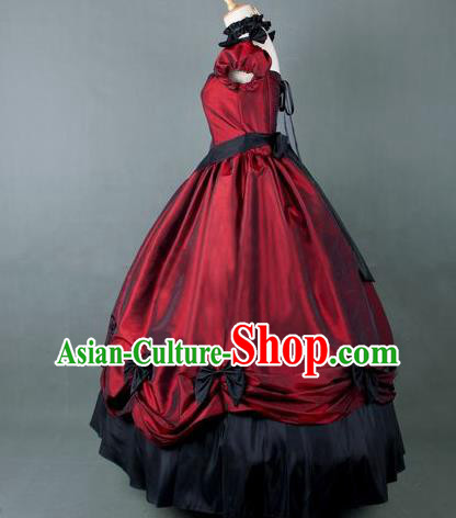 Top Western Retro Garment Costume Opera Performance Full Dress European Court Clothing Gothic Wine Red Dress