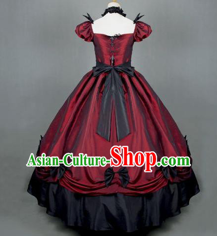 Top Western Retro Garment Costume Opera Performance Full Dress European Court Clothing Gothic Wine Red Dress