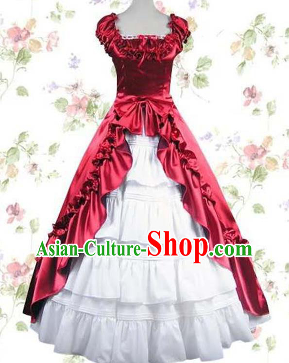Top Halloween Cosplay Princess Garment Costume Opera Stage Full Dress European Noble Woman Clothing Gothic Court Red Dress