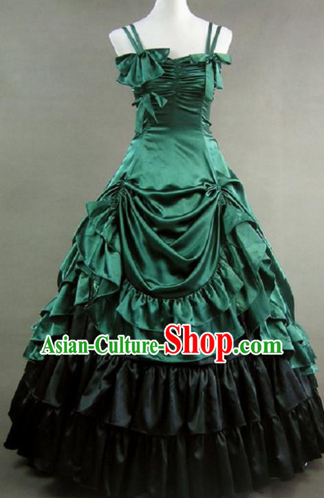 Top Victorian Era Court Green Dress Halloween Cosplay Garment Costume Western Opera Stage Full Dress European Noble Woman Clothing