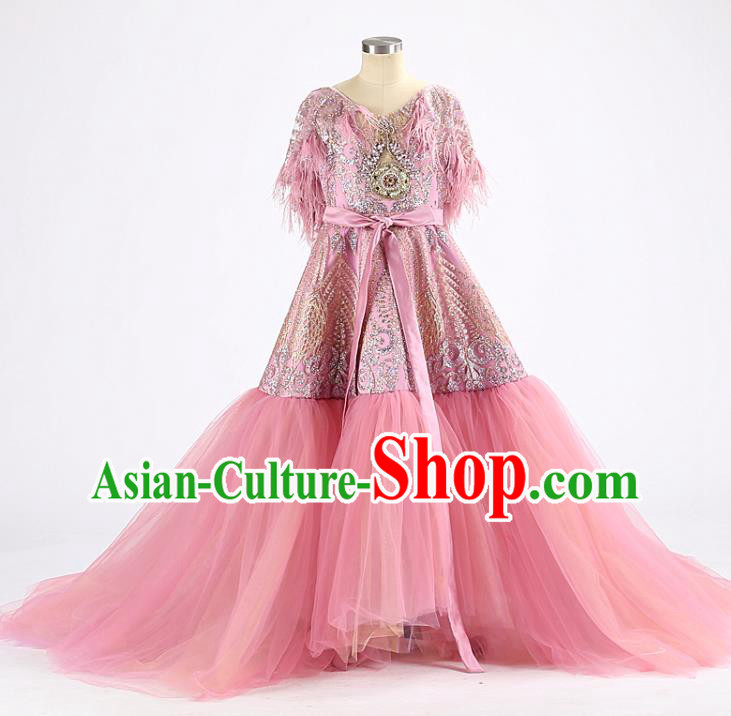 High Quality Chorus Performance Clothing Stage Show Fashion Dress Girl Catwalks Trailing Full Dress Children Dancewear